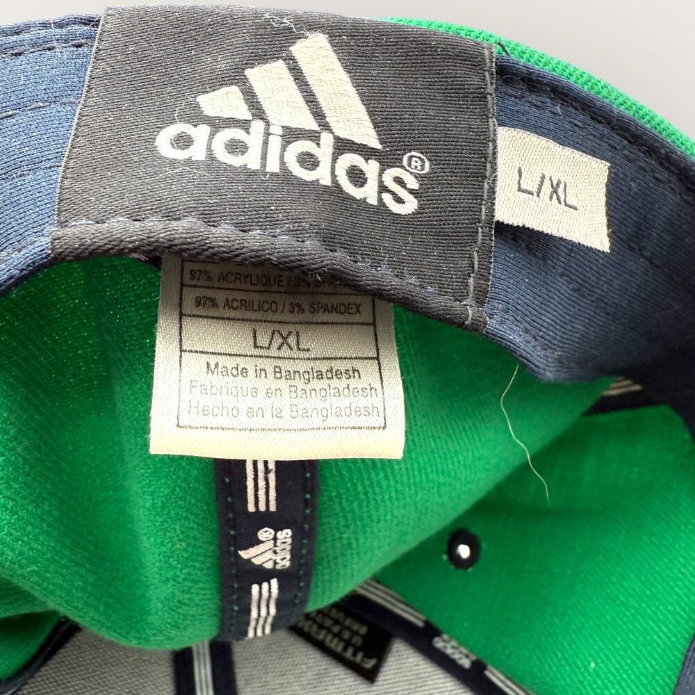 Notre Dame Fighting Irish Adidas Hat Green Navy Baseball Cap Size L-XL - Picture 8 of 8